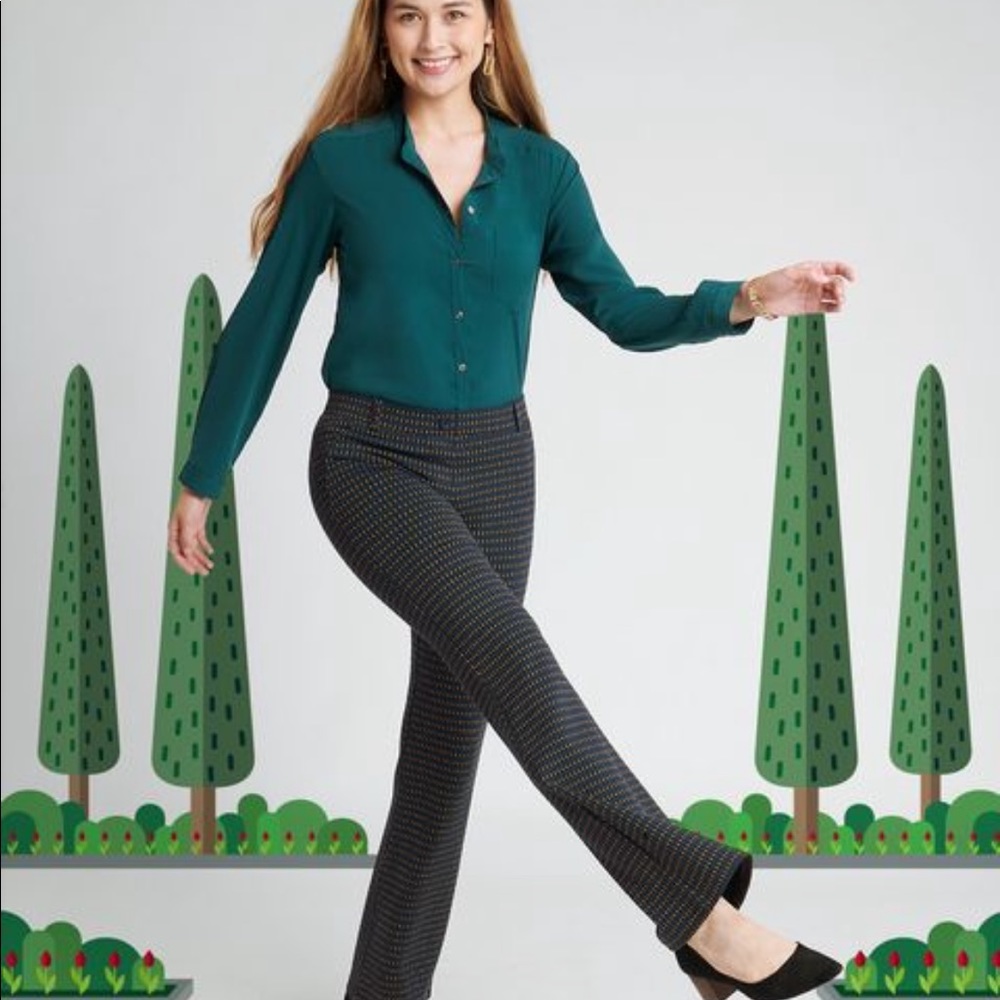 BetaBrand plaid print flare pants black small petite